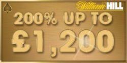 Бонус на первый депозит в размере 200% до $2000 от William Hill Poker