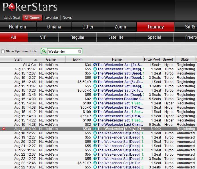 Weekender - новый двухдневный турнтир от PokerStars