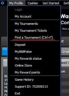 Как искать турниры (фрироллы) в 888 Покер по ID